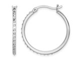Accent Diamond Round Hoop Earrings in Sterling Silver (1 Inch)